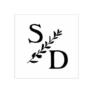 Eenvoudig bruiloft monogram met initialen 	rubberstempel