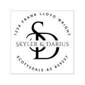 Eenvoudig Bruiloft Monogram Retouradres Zelfinktende Stempel (Design)