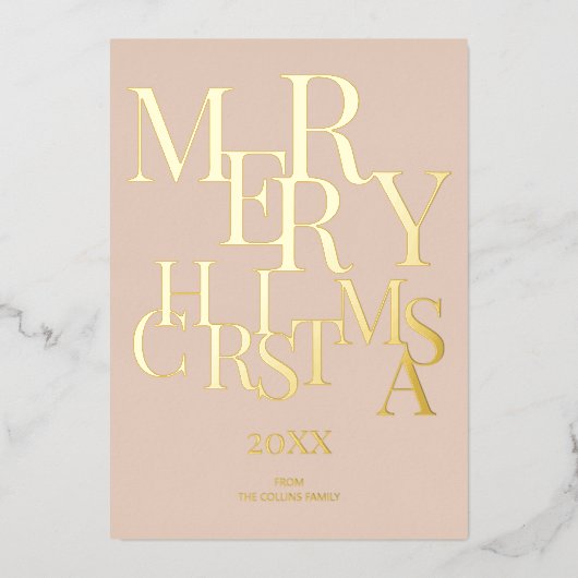 Eenvoudig bruin Elegant Minimalistisch Vrolijk Ker Folie Feestdagenkaart (Voorkant)