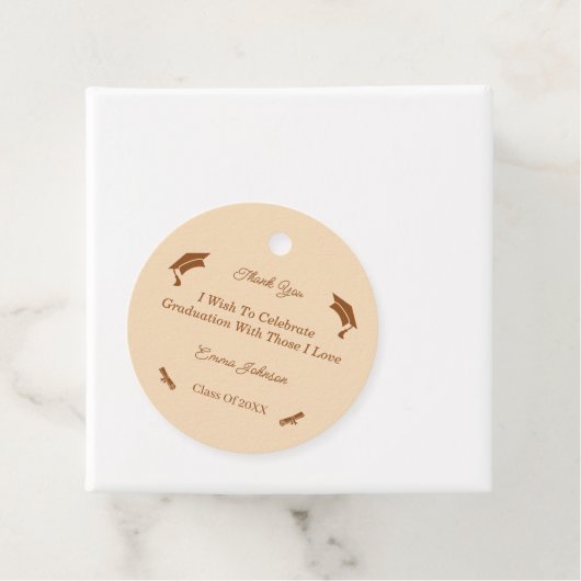 Eenvoudig bruin en beige Gepersonaliseerd Afstuder Bedankjes Labels (In situ)