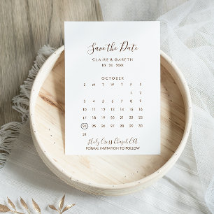 Eenvoudig Bruin en Wit Save the Date Calendar