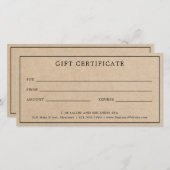 Eenvoudig Bruin Monogram Business Cadeaubon (Voorkant / Achterkant)