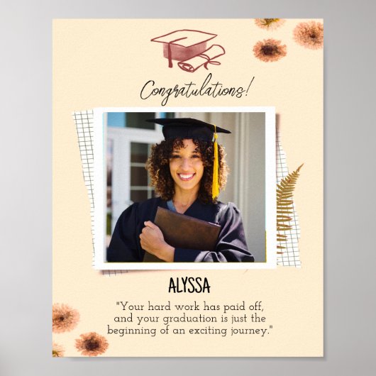 Eenvoudig Bruin  Papier Afstuderen Poster (Voorkant)