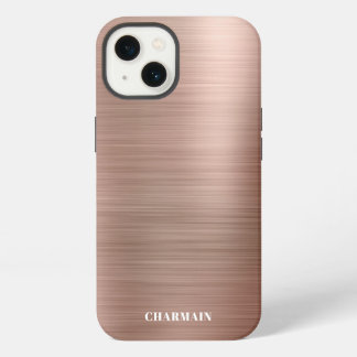 Eenvoudig Brush Metal Roos Gold iPhone 13 Hoesje