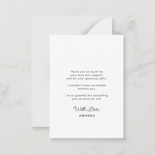 Eenvoudig budget afstuderen gepersonaliseerd dank notitiekaartje (Achterkant)