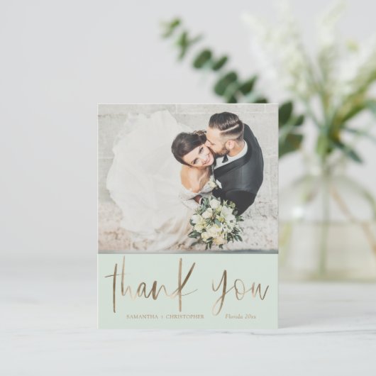 Eenvoudig budget groene bruiloft Dank u (Staand voorkant)