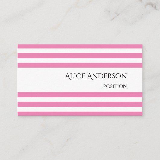 Eenvoudig Budget Roze Strepen Geometrisch Chique Visitekaartje (Voorkant)