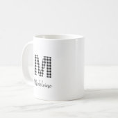 🖤 Eenvoudig Buffalo Plaid Monogram Koffiemok (Voorkant links)