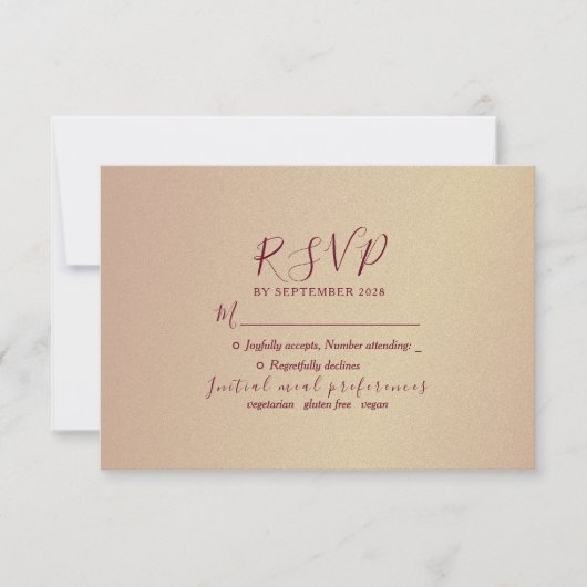 Eenvoudig Burgundy Script Weddenschap RSVP Kaartje (Voorkant)