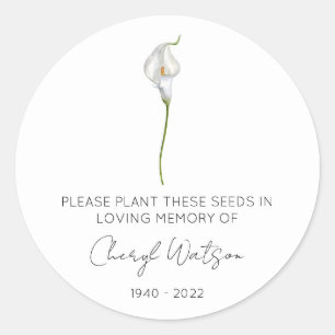 Eenvoudig Calla lelie Herdenking Zaadpakket Ronde Sticker