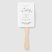 Eenvoudig calligrafie rustic greenery bruiloft pro handwaaier (Voorkant)