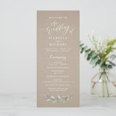 Eenvoudig calligrafie rustic greenery bruiloft pro programma (Staand voorkant)