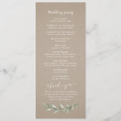 Eenvoudig calligrafie rustic greenery bruiloft pro programma (Achterkant)