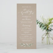 Eenvoudig calligrafie rustic greenery bruiloft pro programma (Staand voorkant)