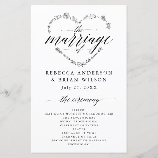 Eenvoudig Calligrafie-script ellegant Wedding Prog (Voorkant)