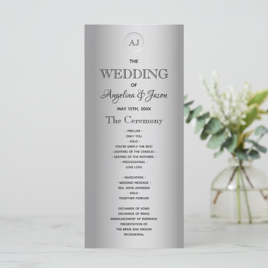 Eenvoudig calligrafiekscript bruiloft programma (Staand voorkant)