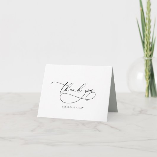Eenvoudig Calligrafiescript Botanisch Dank u Kaart (Voorkant)