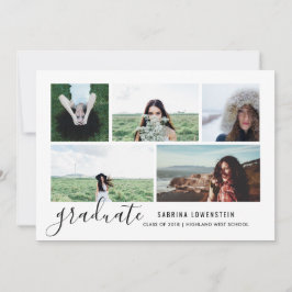 Eenvoudig Casual Chic Afstuderen script Vijf foto Kaart