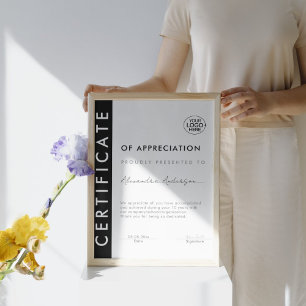 Eenvoudig Certificaat Award Zwart Wit Business Log