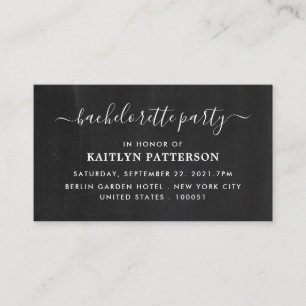 Eenvoudig Chalkboard-effect Bachelorette Party Tic Informatiekaartje