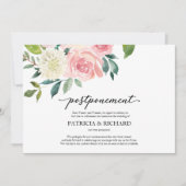 Eenvoudig Chic Blush Floral Wedding Postponement Kaart (Voorkant)