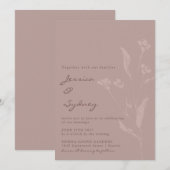Eenvoudig Chic Botanical Script Dusty Mauve Wedden Kaart (Voorkant / Achterkant)
