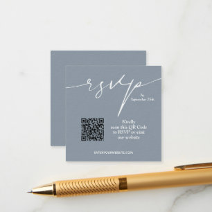 Eenvoudig Chic Dusty Blue QR Code Weddenschap Informatiekaartje