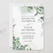 Eenvoudig Chic Eucalyptus Wash Gold Greenery Weddi Kaart (Voorkant)