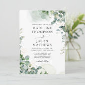 Eenvoudig Chic Eucalyptus Wash Gold Greenery Weddi Kaart (Staand voorkant)