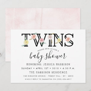 Eenvoudig Chic Floral Garden Twins Baby shower Kaart