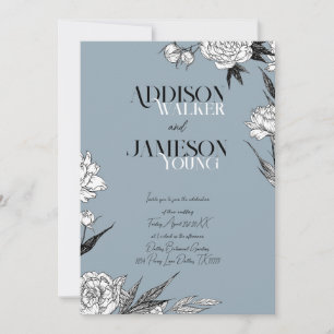 Eenvoudig Chic Floral Sketch Minimalist Wedding Ui Kaart