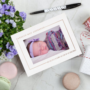 Eenvoudig Chic Foto Real Folie Birth Announounding Uitnodiging Briefkaart