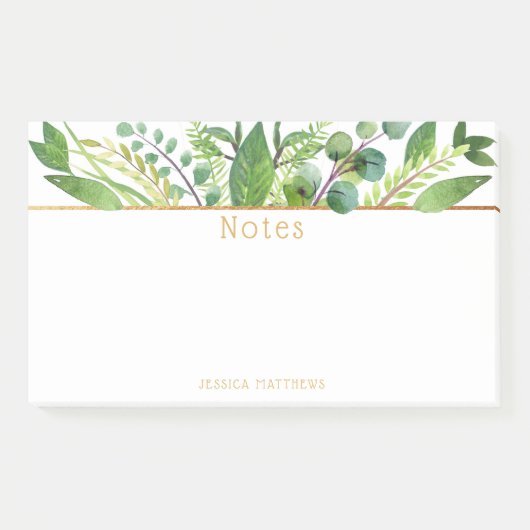 Eenvoudig Chic Greenery & Gold Foil Note Pad (Voorkant)