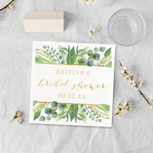 Eenvoudig Chic Greenery & Gold Vrijgezellenfeest Servet