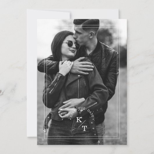 Eenvoudig Chic Modern Calligraphy Photo Couple Save The Date (Achterkant)