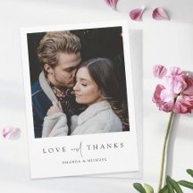 Eenvoudig Chic Modern Photo Love and Bedankt Weddi