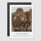 Eenvoudig Chic Modern Photo Wedding Save the Date Magnetische Uitnodiging (Voorkant / Achterkant)