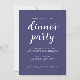 Eenvoudig chic script marine blauw diner partij kaart