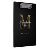 Eenvoudig Chic Script Metallic Zwart Goud Monogram Klembord (Rechts)