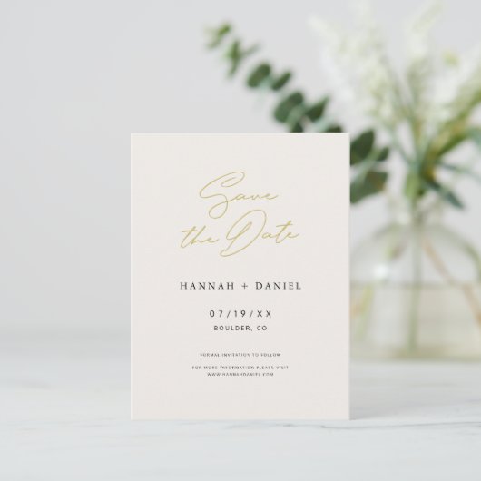 Eenvoudig Chic Script Weddenschap Save the Date Uitnodiging Briefkaart (Staand voorkant)