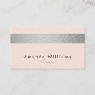 Eenvoudig Chic Silver Foil Stripe op Blush Pink Visitekaartje