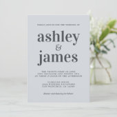 Eenvoudig Chic Typography Pastel Blue Wedding Kaart (Staand voorkant)