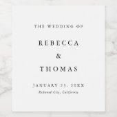 Eenvoudig Chic Typography Wedding Wijn Etiket (Enkel label)
