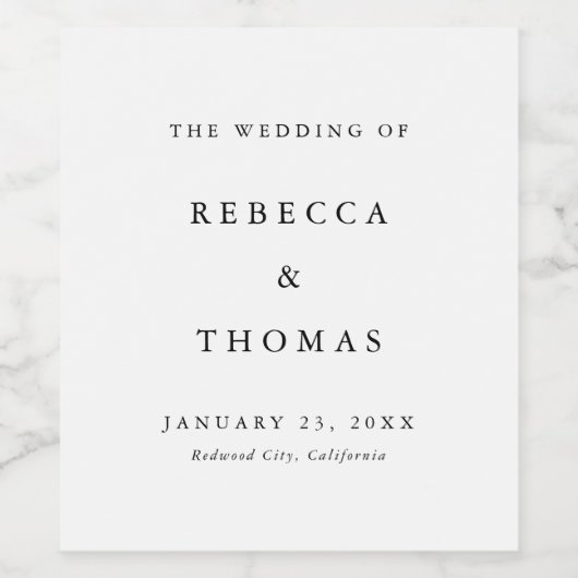 Eenvoudig Chic Typography Wedding Wijn Etiket (Enkel label)