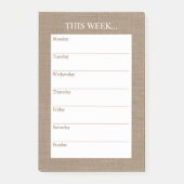 Eenvoudig Chic Weekly Planner | Rustic Burlap Post-it® Notes (Voorkant)