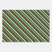 Eenvoudig Chic White Stripes Patroon op rood en gr Inpakpapier Vel (Voorkant 3)