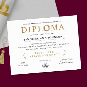 Eenvoudig Chic Witte Afstudeerdiploma Gouden Lauwe Poster