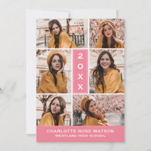 EENVOUDIG CHIQUE FOTOCOLLAGE AFSTUDEREN UITNODIGIN KAART