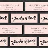 Eenvoudig chique minimalistisch script blush roze  mini visitekaartje