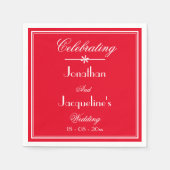 Eenvoudig chique script romantisch rood bruiloft p servet (Voorkant)